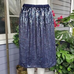 Vtg 80's Navy Sequin Women's Skirt